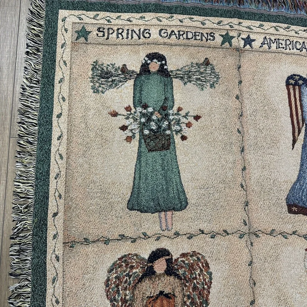 Angels of the SEASONS Tapestry Throw New ‎ Washable artist Cindy Shamp made USA